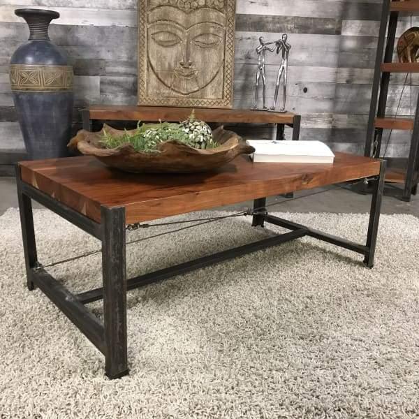 Monroe Industrial acacia coffee table - Rustic Furniture Outlet