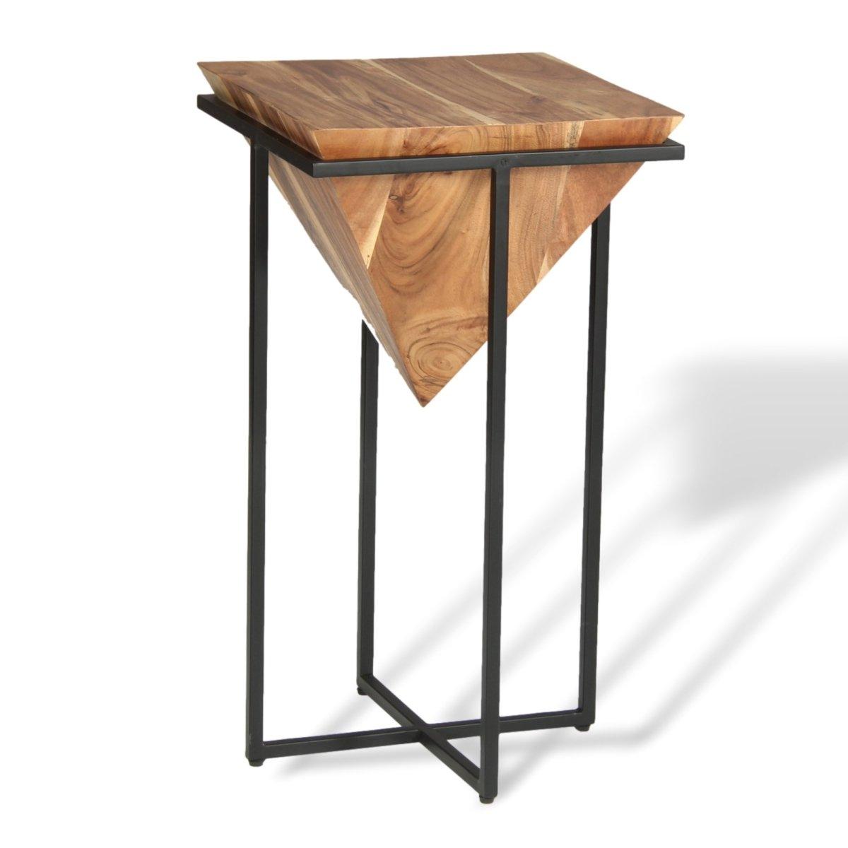 Table de bout en bois d'acacia en forme de pyramide (30in) - Rustic Furniture Outlet