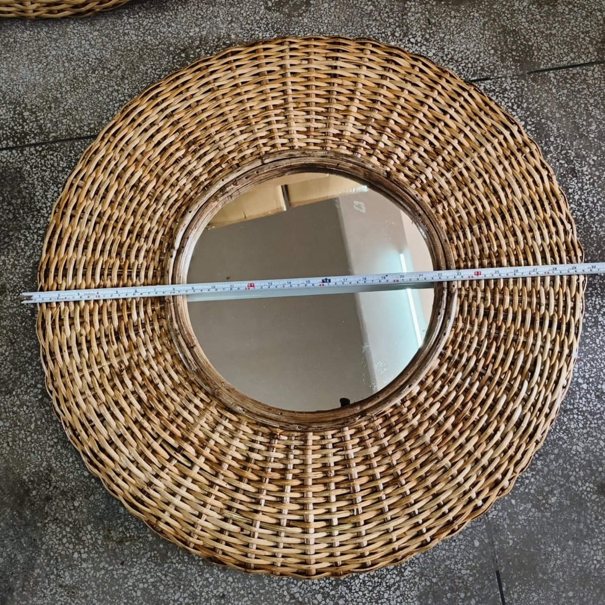 Rattan 30 inch Round Wall mirror - Rustic Furniture Outlet
