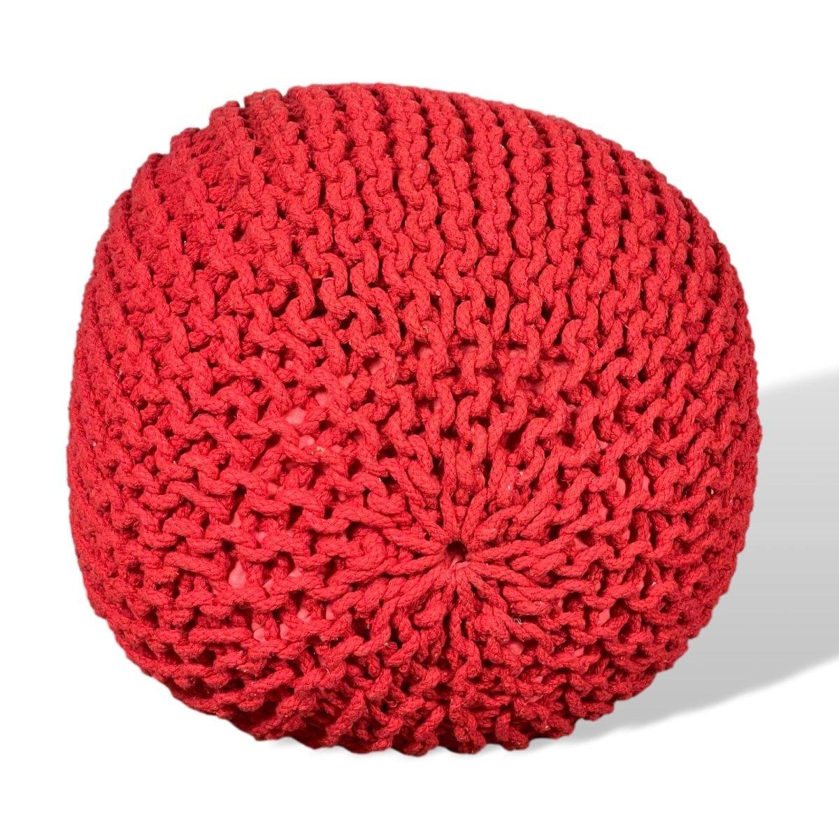 Red Gucci 14" Wide Round Pouf Ottoman - Rustic Furniture Outlet