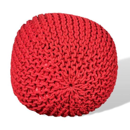 Red Gucci 14" Wide Round Pouf Ottoman - Rustic Furniture Outlet