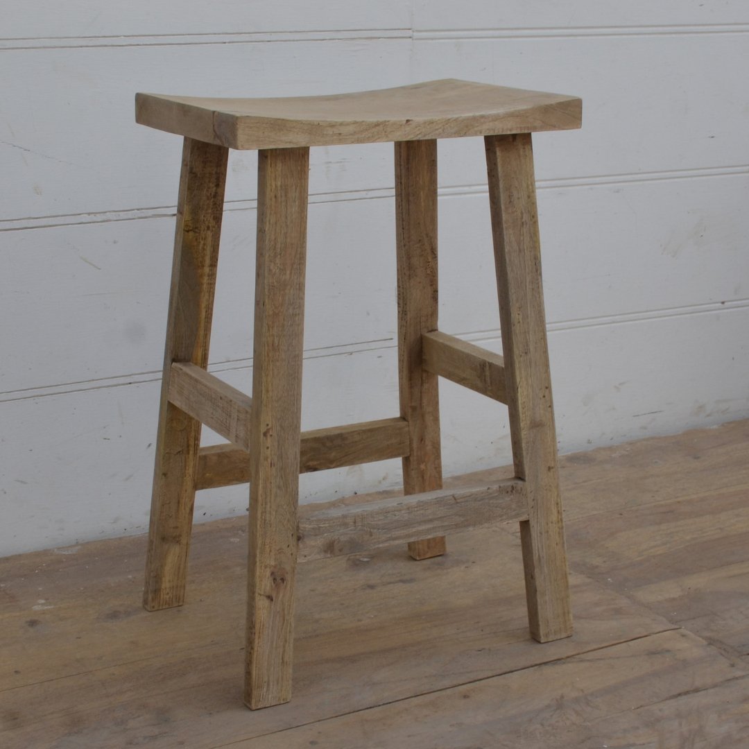 Saddle Seat 27 inch mango wood counter stool Boho Style