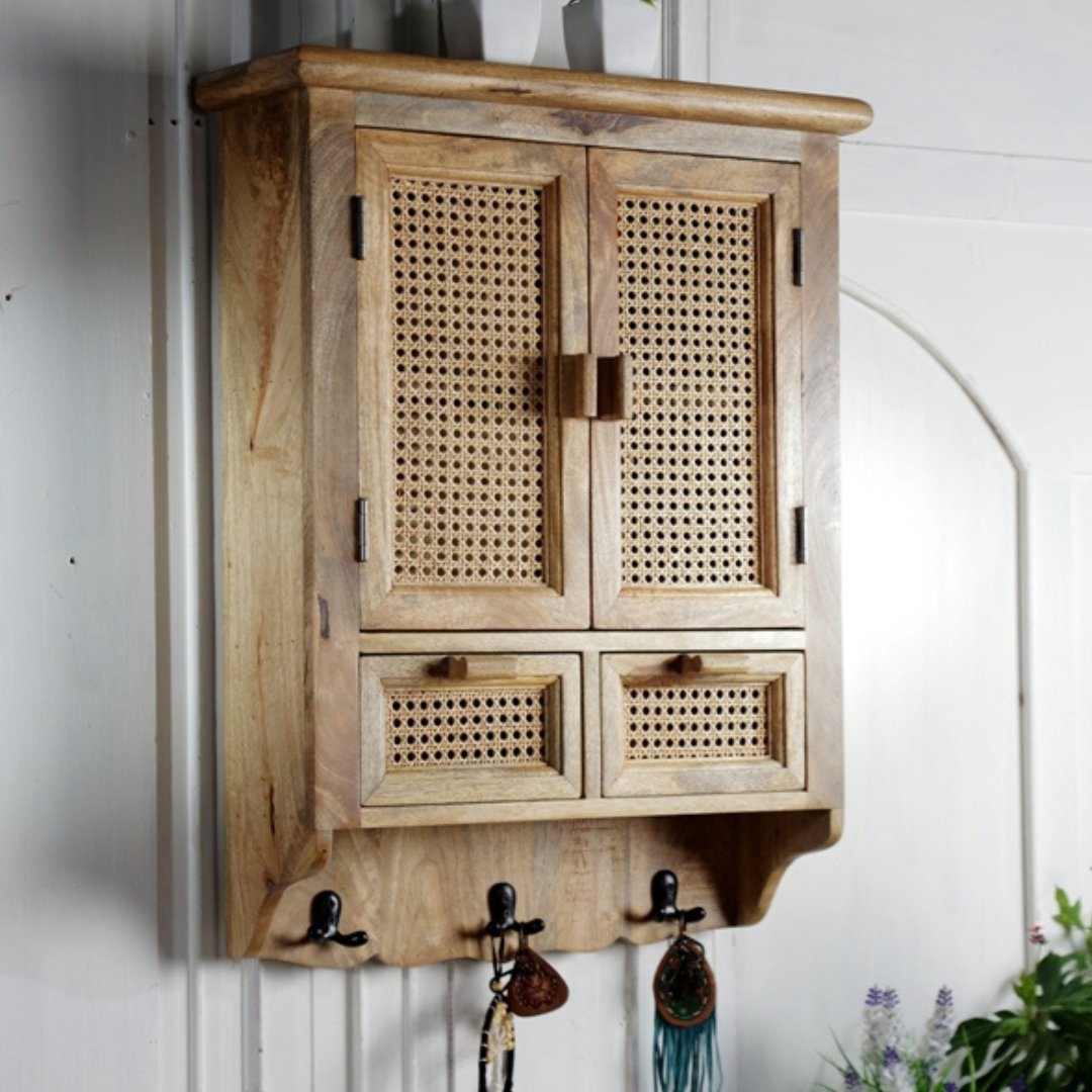 Sawana Mango Wood 2 Door Wall Cabinet Storage - Rustic Furniture Outlet