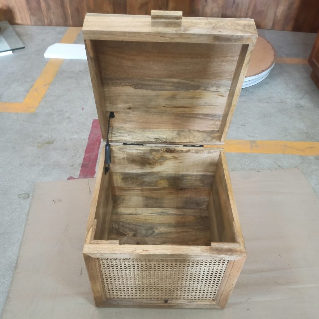 Sawana Mango Wood Pouf Trunk Box - Rustic Furniture Outlet