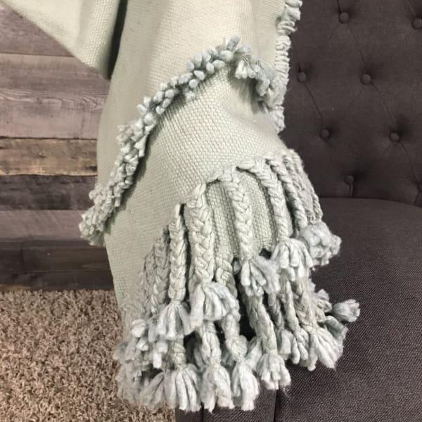 Sea green hand woven non twisted throw - Rustic Furniture Outlet