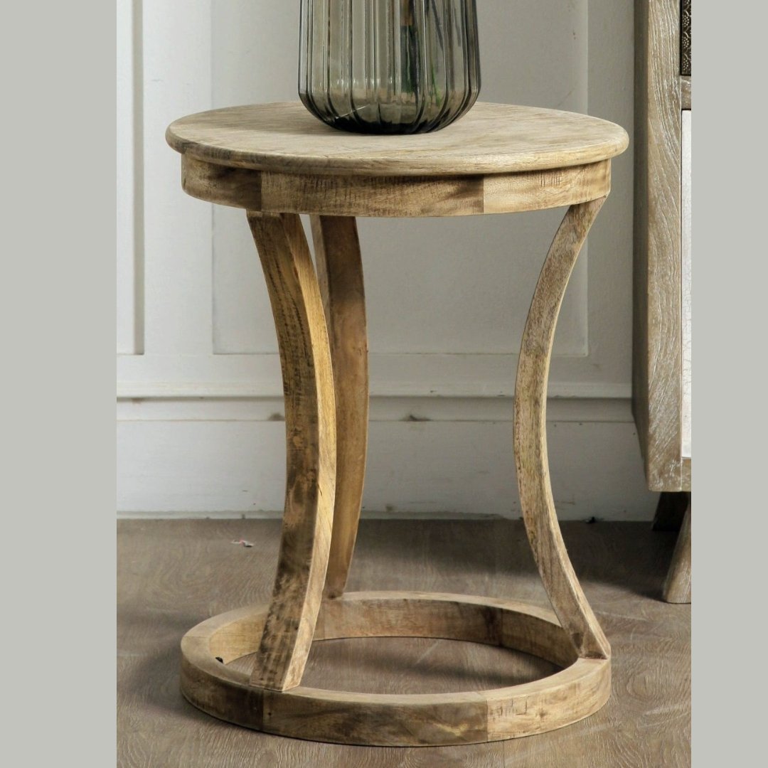 Table d'extrémité ronde Serenity en Mango Wood - Rustic Furniture Outlet