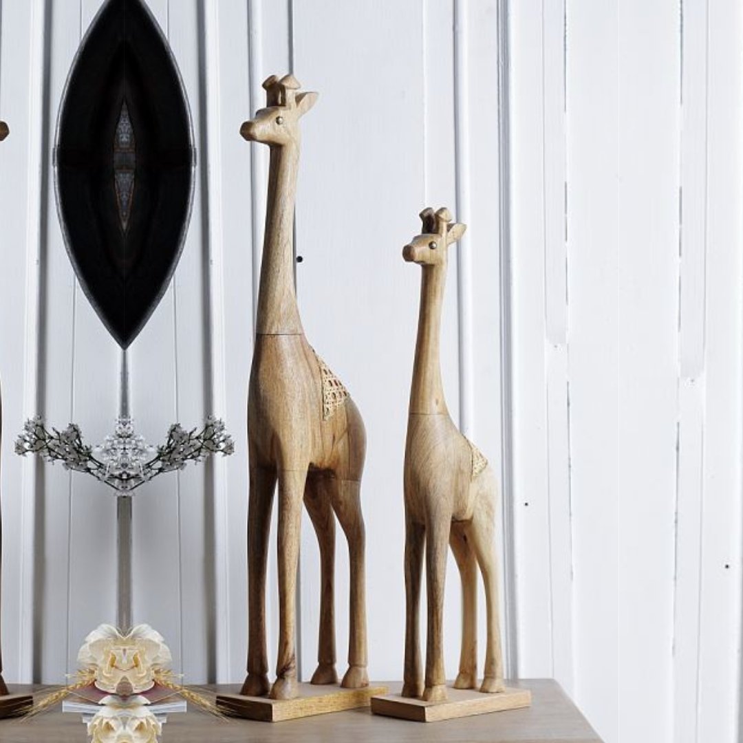 Set de 2 Bois de manguier Giraffe - Rustic Furniture Outlet