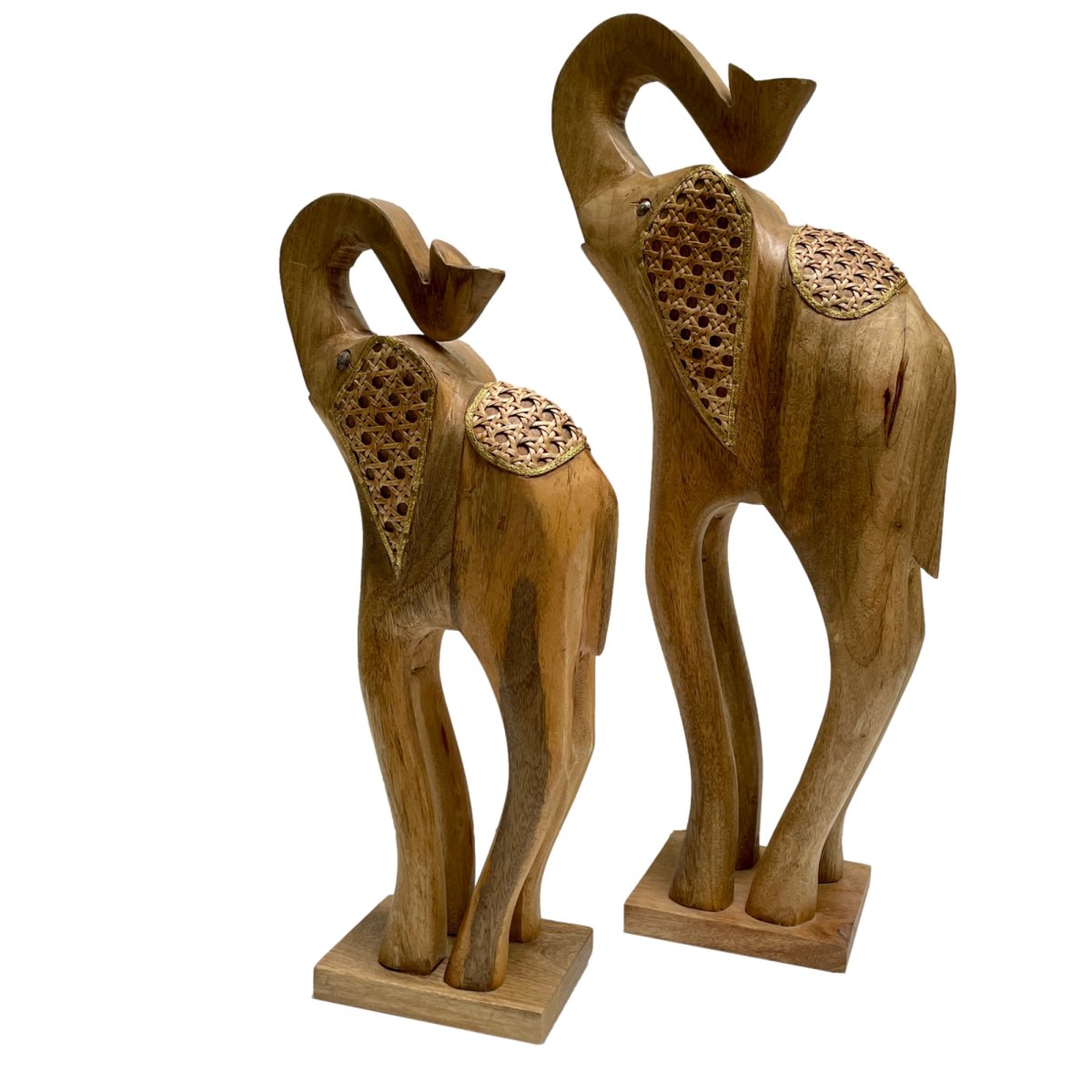 Set of 2 Mango wood sculture Elephants - Rustic Furniture Outlet