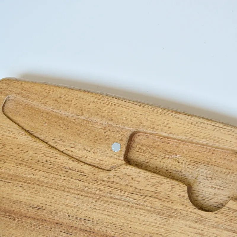 Small Acacia Wood Cheese Board with Knife Gift Box - Rustic Furniture Outlet