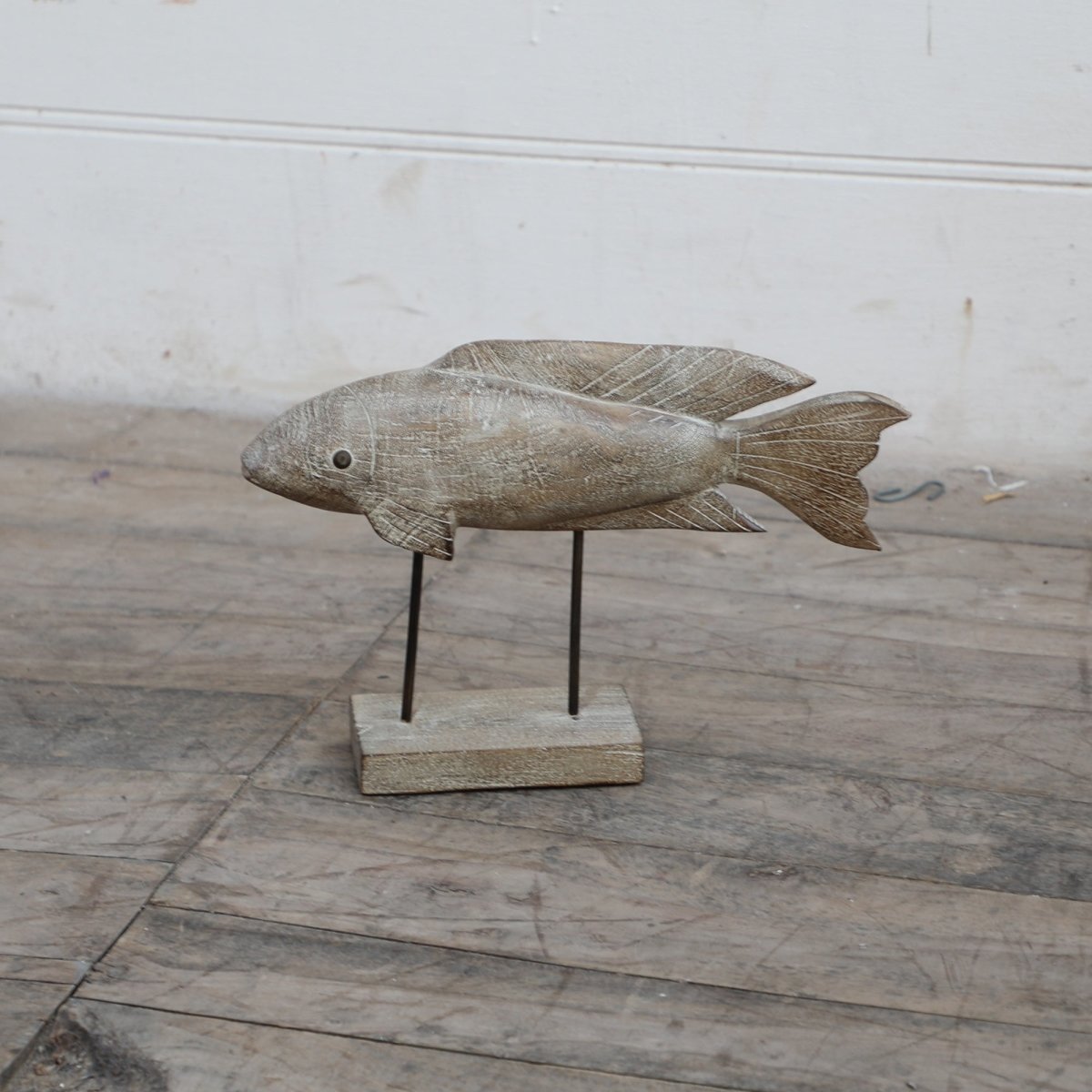 Small Distressed White Fish on Stand