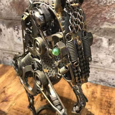 Small Rearing horse scrap metal sculpture - Rustic Furniture Outlet