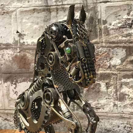 Small Rearing horse scrap metal sculpture - Rustic Furniture Outlet