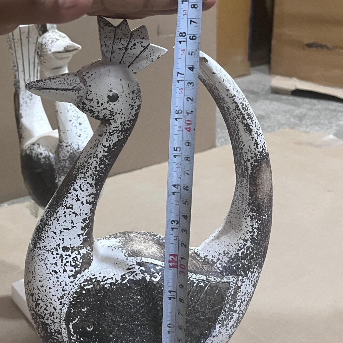 Small Roadrunner wooden bird white wash decor - Rustic Furniture Outlet