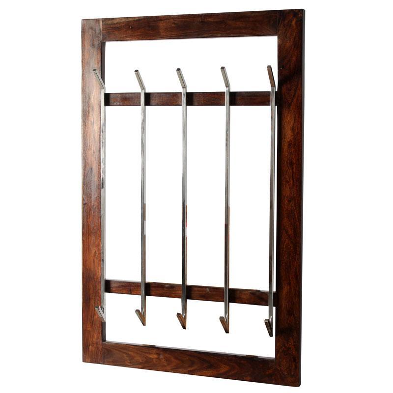 Small Rosewood Wall 10 coat rack - Rustic Furniture Outlet