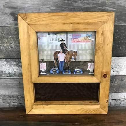Western Rodeo Belt buckle display with picture frame for sale in