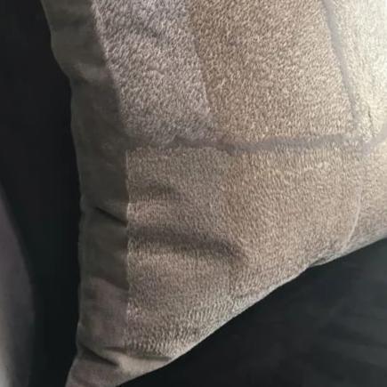 Taupe velvet window embroidered pillow 18 x 18 - Rustic Furniture Outlet