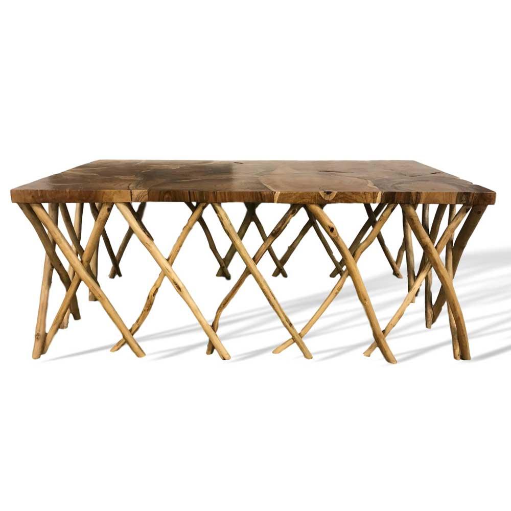 Teak wood rectangular coffee table - Rustic Furniture Outlet