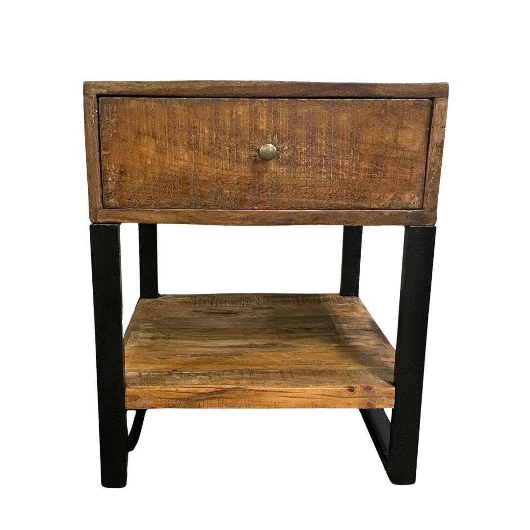 Tolo 2 table de nuit à tiroirs en bois recyclé - Rustic Furniture Outlet