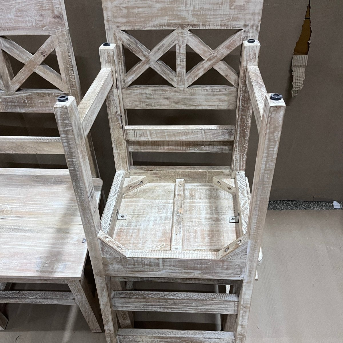 White Elisa wooden dining chair - Rustic Furniture Outlet