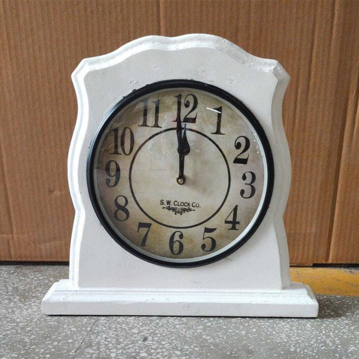 White Mantle Clock - Rustic Furniture Outlet