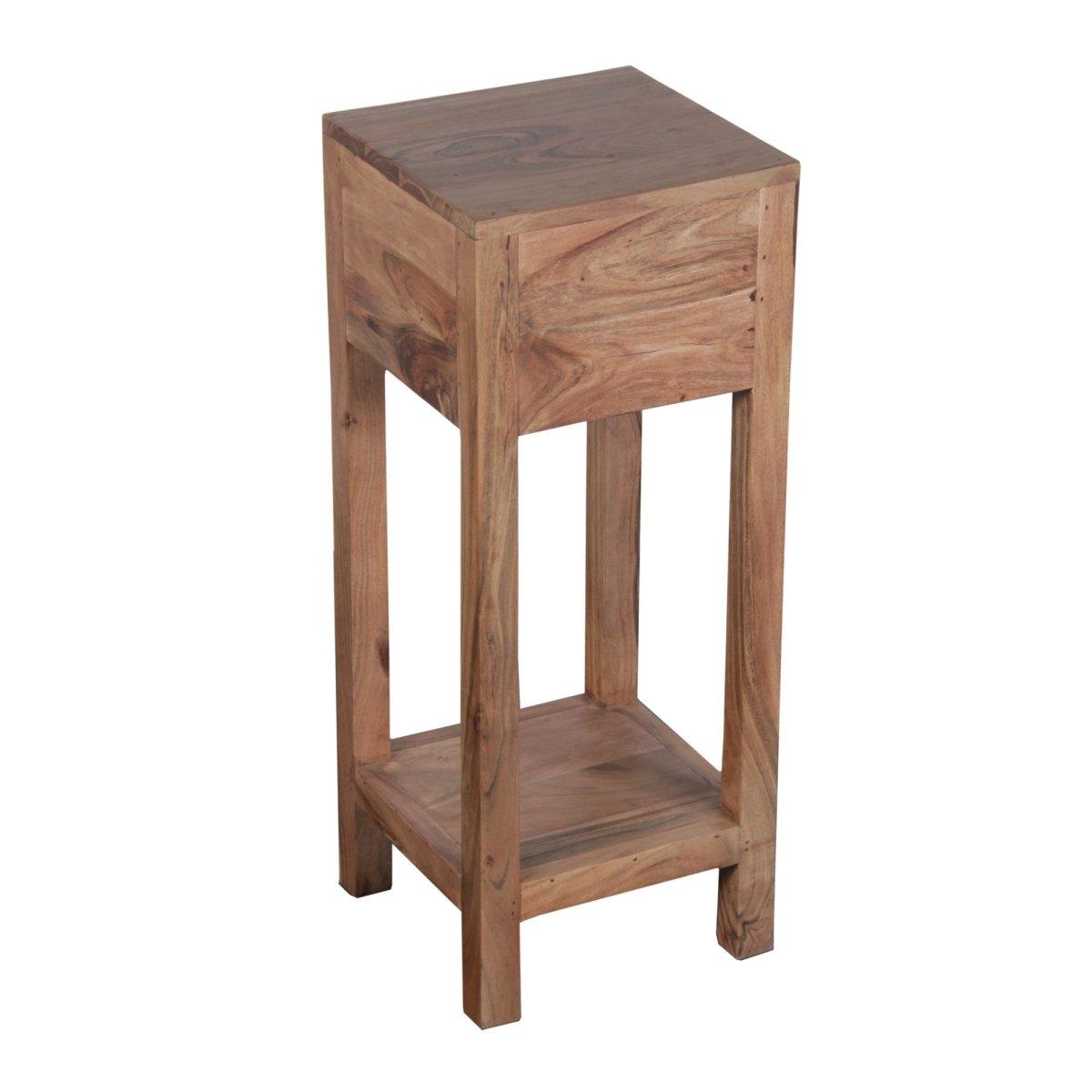 Zen Acacia Wood Tall Telephone end table - Rustic Furniture Outlet