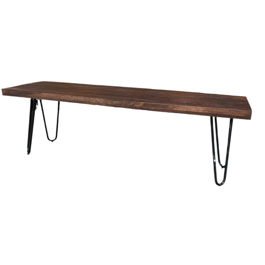 55 Banc Ashlynn en bois de manguier avec pieds en épingle à cheveux - Rustic Furniture Outlet