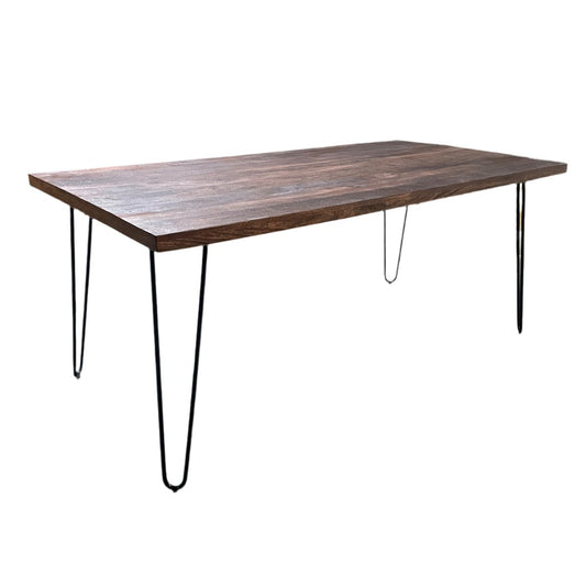 71 table de salle à manger en bois de manguier Ashlynn avec pieds en épingle à cheveux - Rustic Furniture Outlet