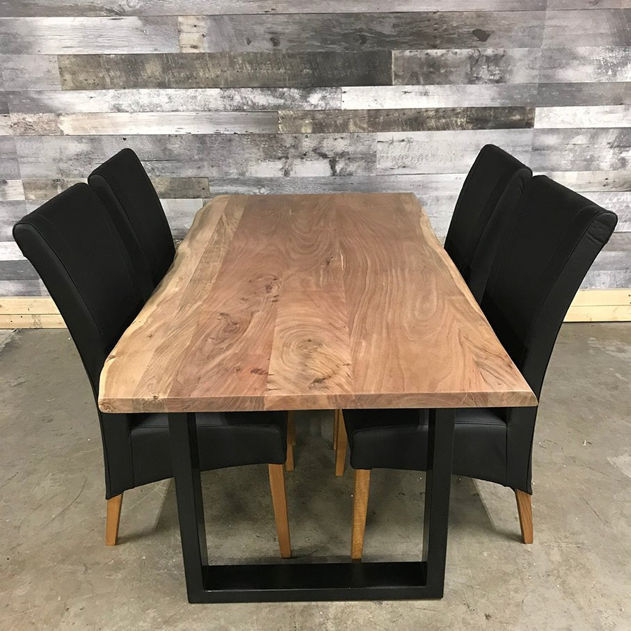 79 inch Yosemite live edge acacia wood dining table with U legs - Rustic Furniture Outlet