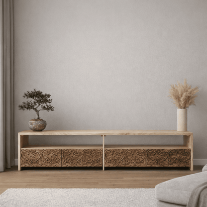 80 inch Mango wood Jungle TV Stand - Rustic Furniture Outlet