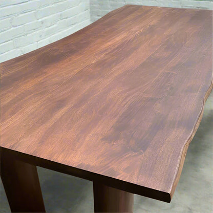 96 inch mango wood dining table with wood legs - Rustic Furniture Outlet