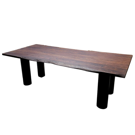 96 table de salle à manger en bois de manguier avec pieds en bois - Rustic Furniture Outlet