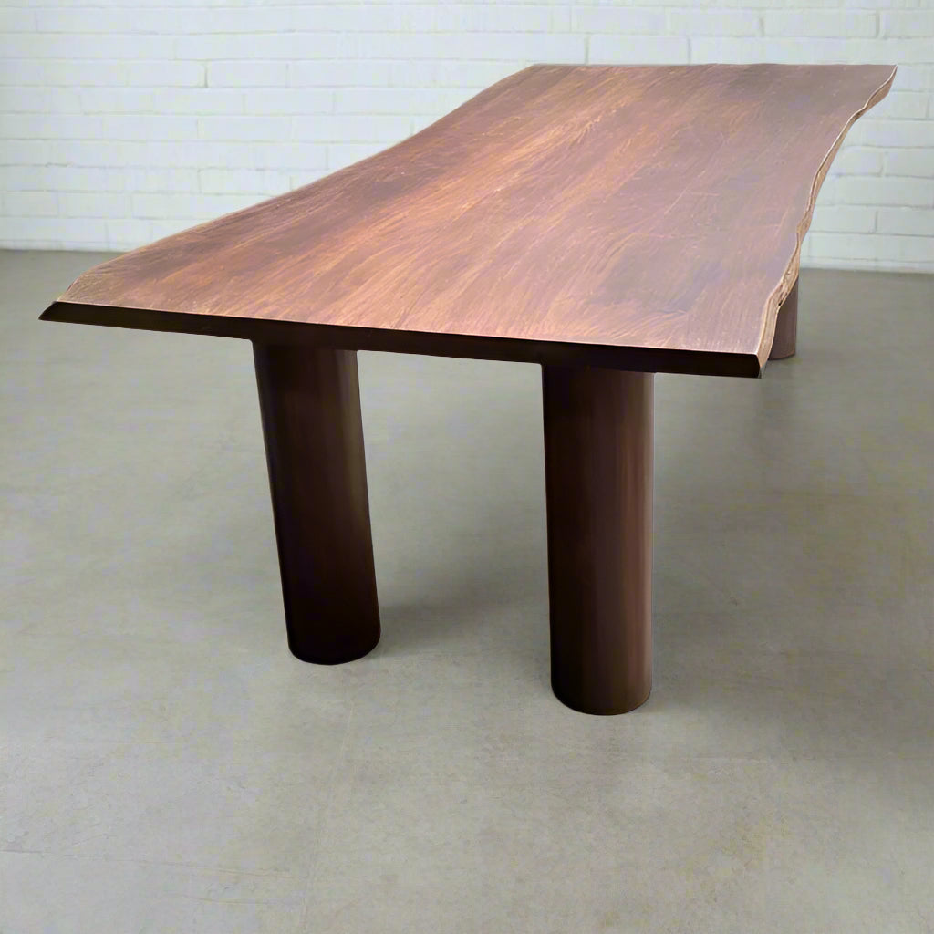 96 inch mango wood dining table with wood legs - Rustic Furniture Outlet
