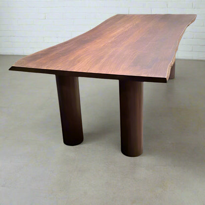 96 inch mango wood dining table with wood legs - Rustic Furniture Outlet