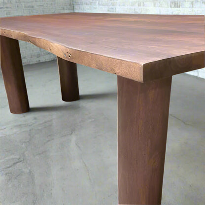 96 inch mango wood dining table with wood legs - Rustic Furniture Outlet
