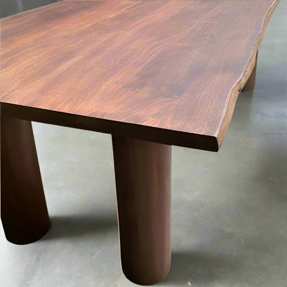 96 inch mango wood dining table with wood legs - Rustic Furniture Outlet