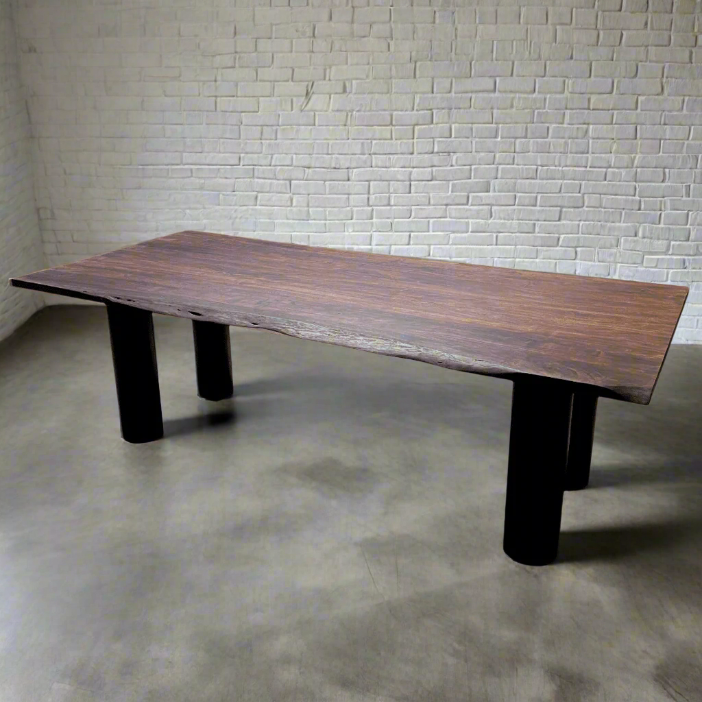 96 inch mango wood dining table with wood legs - Rustic Furniture Outlet