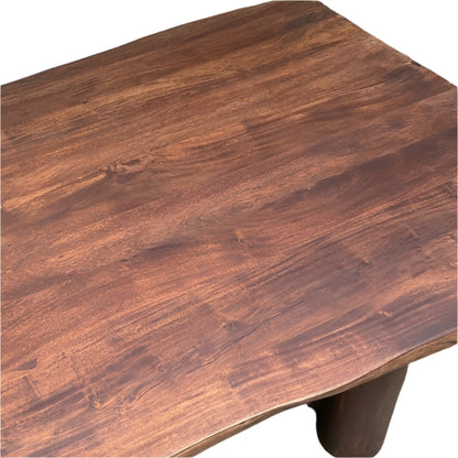 96 inch mango wood dining table with wood legs - Rustic Furniture Outlet