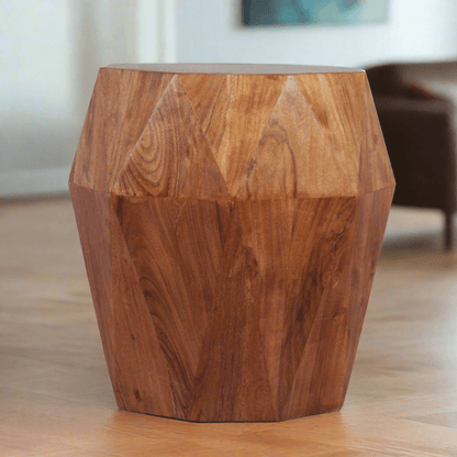 Acacia wood Diamond End Table - Rustic Furniture Outlet