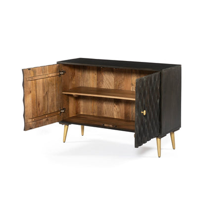 ADAMA - 2 Carved doors, wave pattern, sideboard - Rustic Furniture Outlet