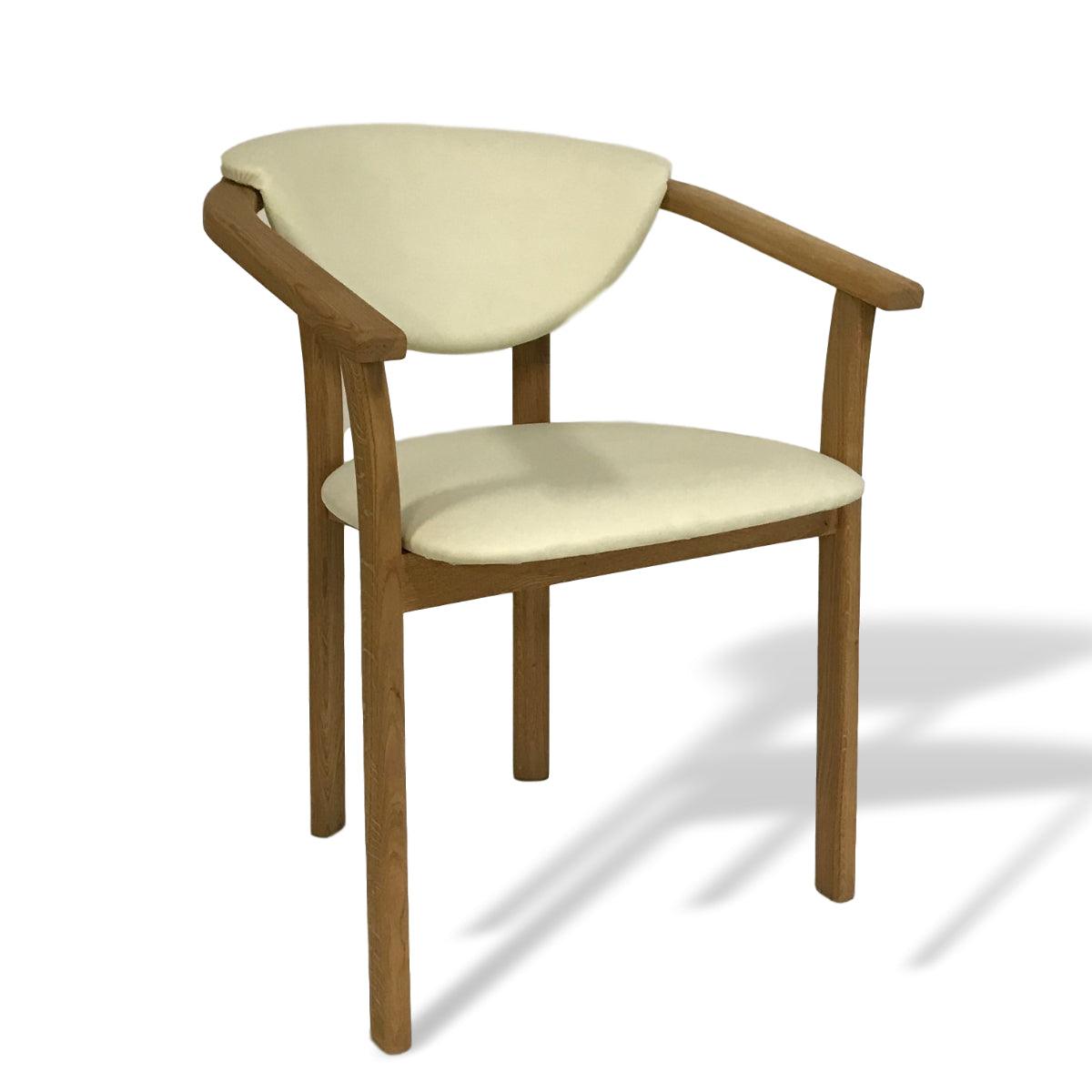 Alexis solid oak white leatherette carver chair - Rustic Furniture Outlet