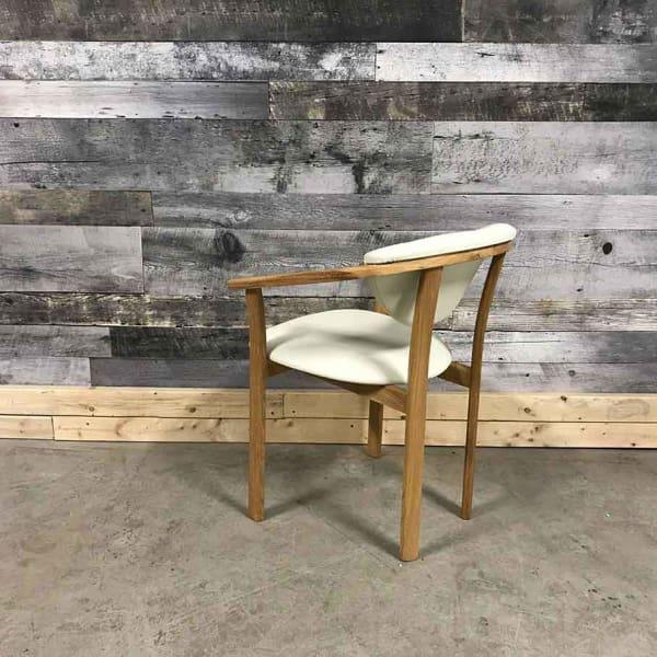 Alexis solid oak white leatherette carver chair - Rustic Furniture Outlet