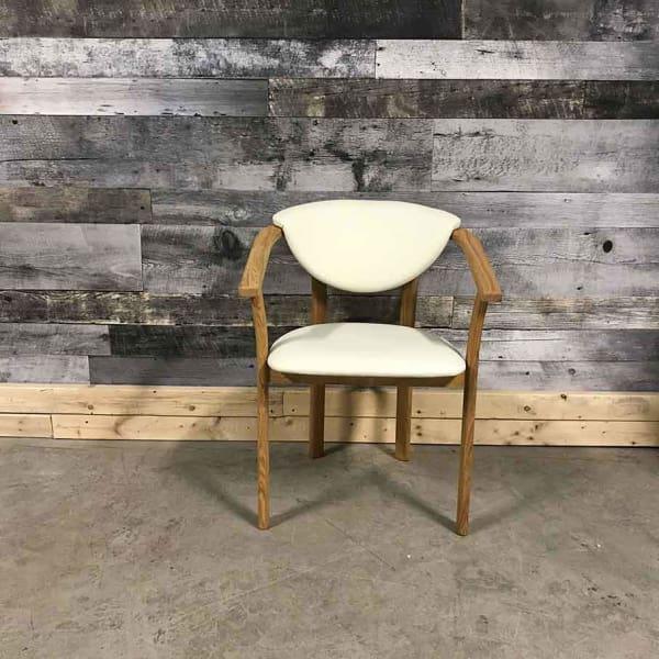 Alexis solid oak white leatherette carver chair - Rustic Furniture Outlet