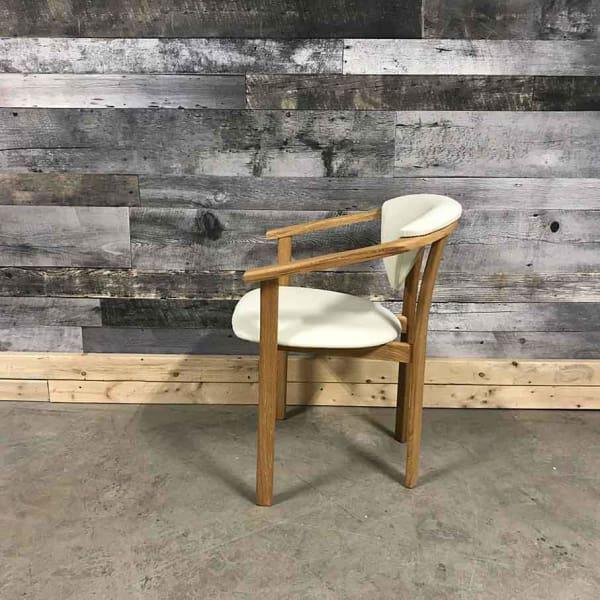 Alexis solid oak white leatherette carver chair - Rustic Furniture Outlet