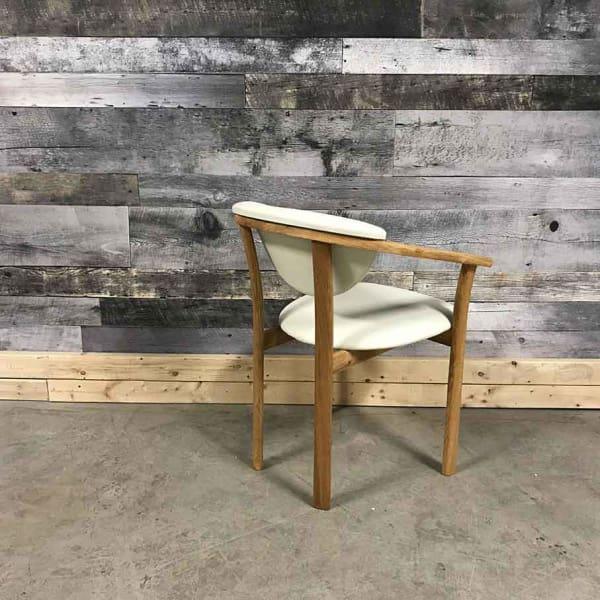 Alexis solid oak white leatherette carver chair - Rustic Furniture Outlet