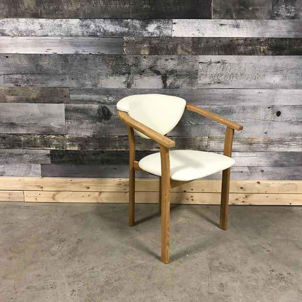 Alexis solid oak white leatherette carver chair - Rustic Furniture Outlet