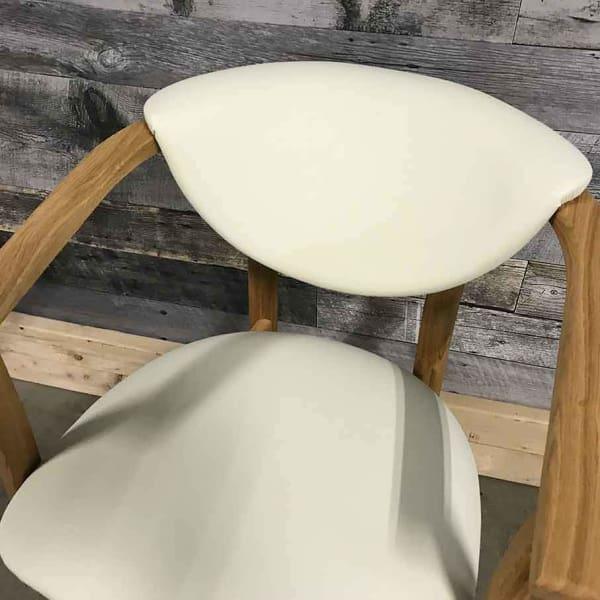 Alexis solid oak white leatherette carver chair - Rustic Furniture Outlet