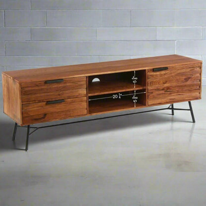 ARIA Acacia Wood TV Stand - Rustic Furniture Outlet