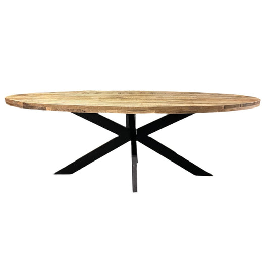 Cartier 91 table à manger en bois de manguier naturel ovale - Rustic Furniture Outlet