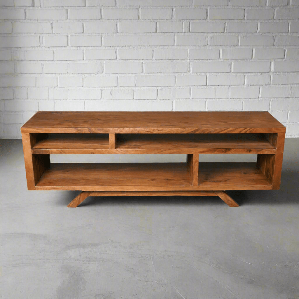 Dayton Mid-Century Rustic TV Unit, Natural Finish – Rustic Furniture Outlet