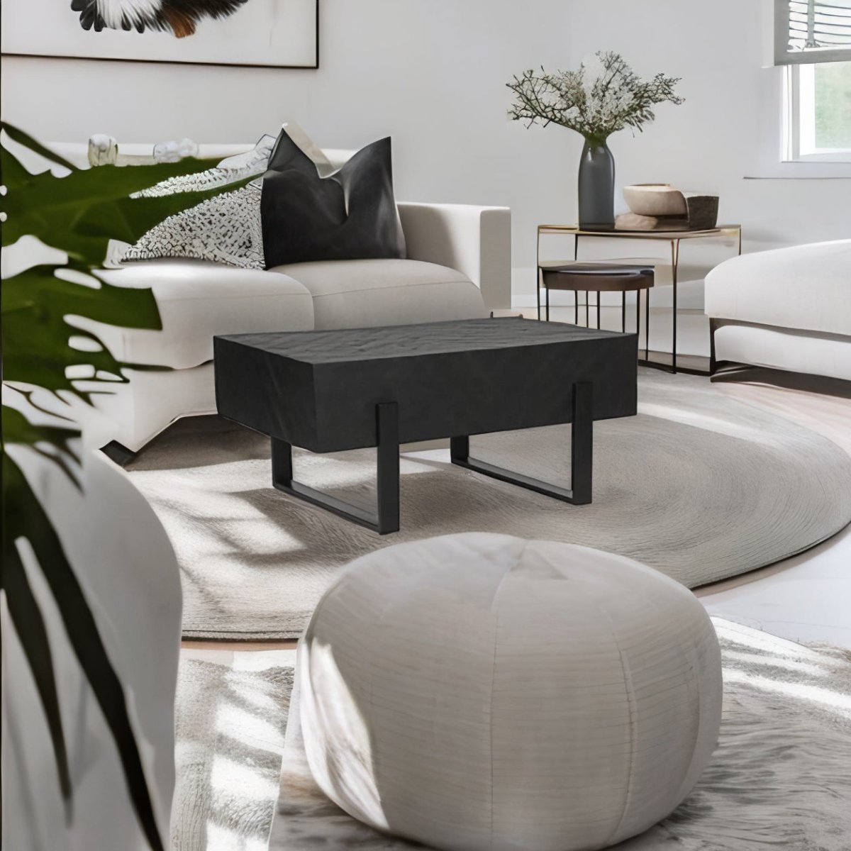 Float Black Mango wood coffee table - Rustic Furniture Outlet